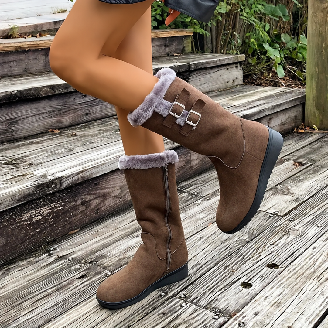 Victoria | Sophisticated Plush Cuff Mid-Calf Winter Boots