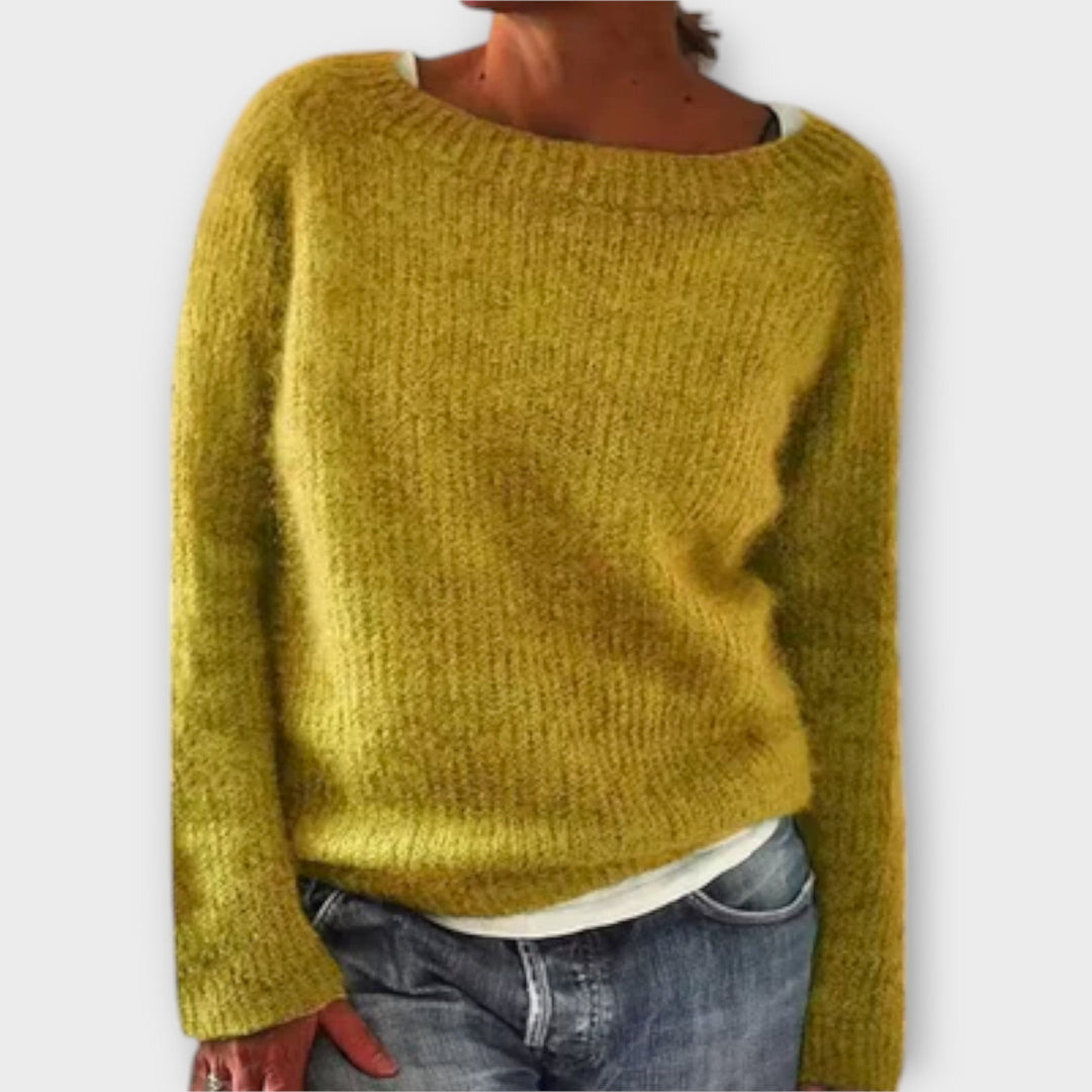 Abigail | Chic Boat Neck Long Sleeve Knit Sweater
