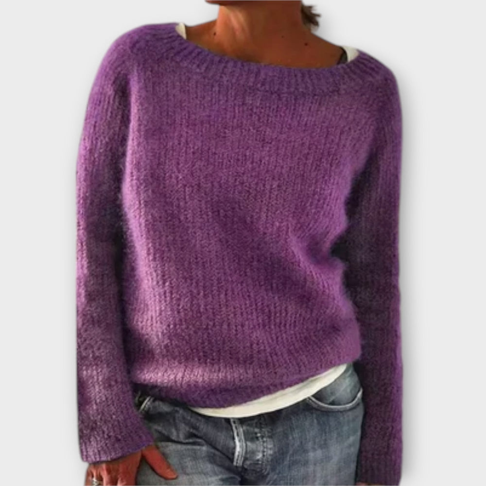 Abigail | Chic Boat Neck Long Sleeve Knit Sweater