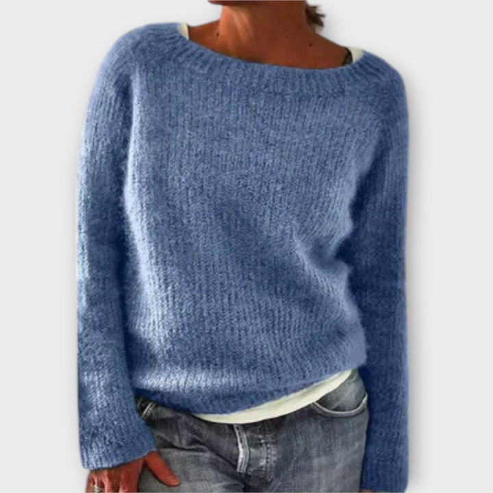 Abigail | Chic Boat Neck Long Sleeve Knit Sweater
