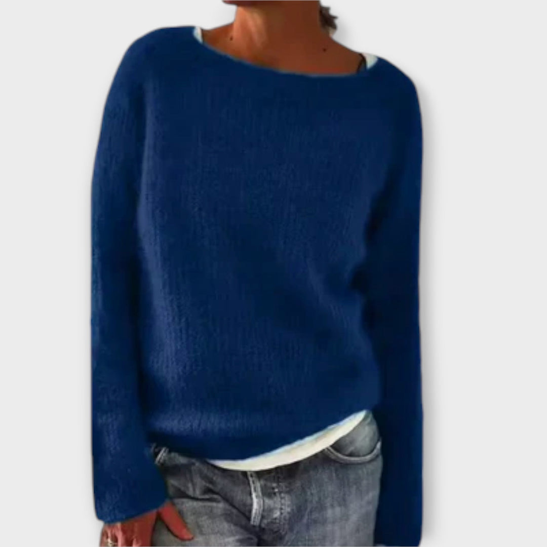 Abigail | Chic Boat Neck Long Sleeve Knit Sweater