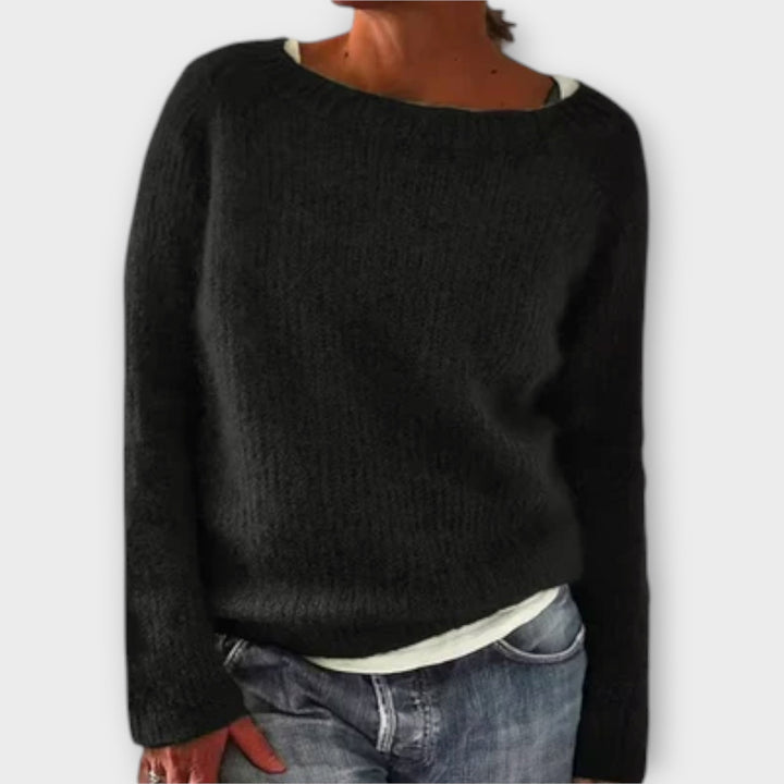 Abigail | Chic Boat Neck Long Sleeve Knit Sweater