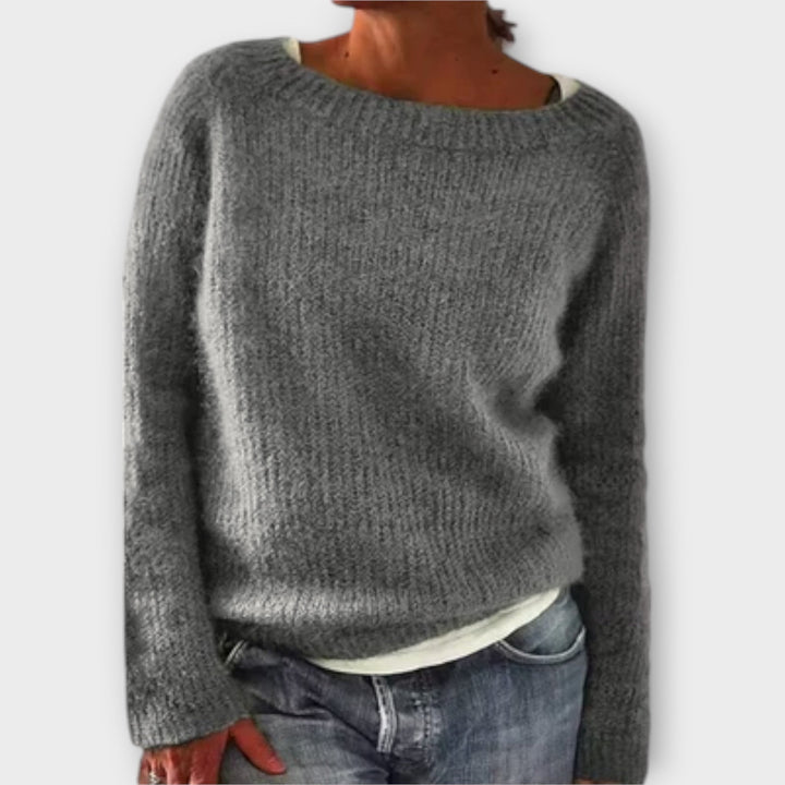 Abigail | Chic Boat Neck Long Sleeve Knit Sweater