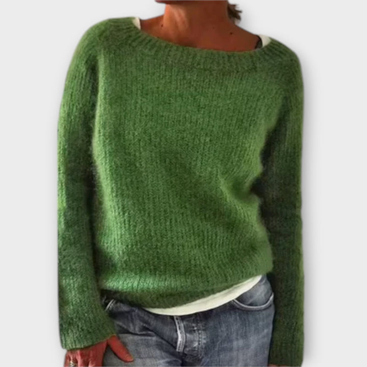 Abigail | Chic Boat Neck Long Sleeve Knit Sweater
