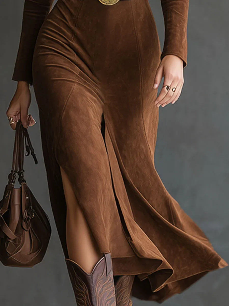 Abigail | Graceful Collared Midi Long Sleeve Dress