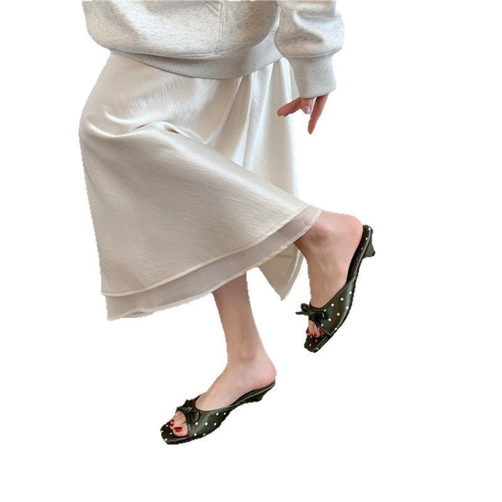 Abigail | Sophisticated Polka Dot Bow Square Toe Slippers