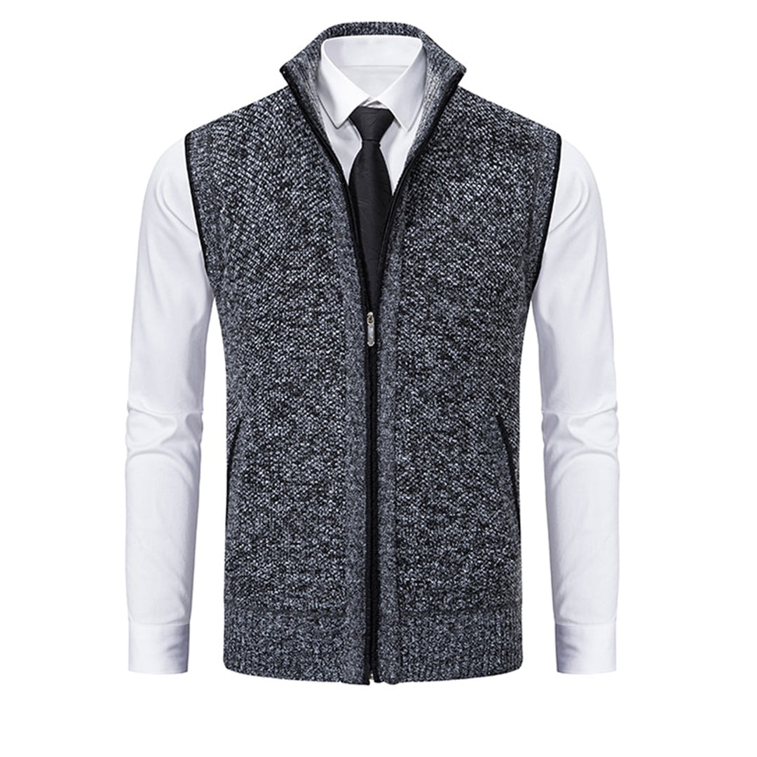 Aksel | Elegant Strikket Vest med Høj Krave og Lynlås