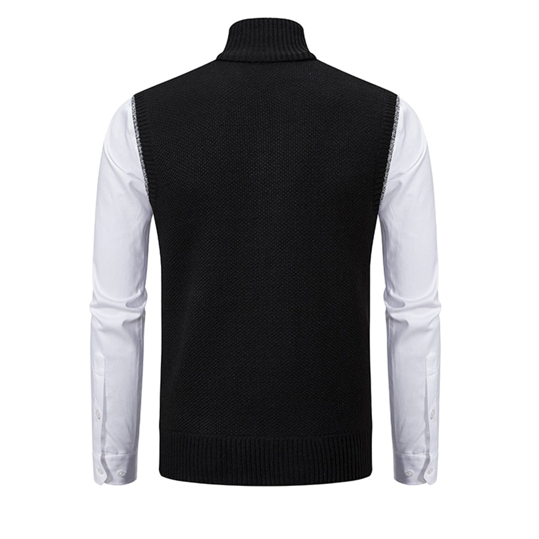 Aksel | Elegant Strikket Vest med Høj Krave og Lynlås