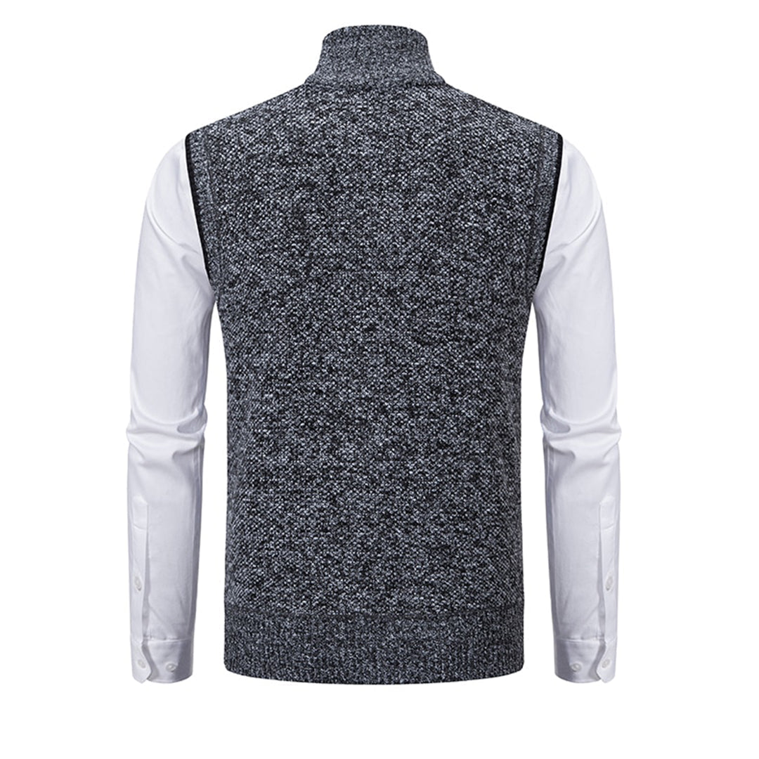 Aksel | Elegant Strikket Vest med Høj Krave og Lynlås