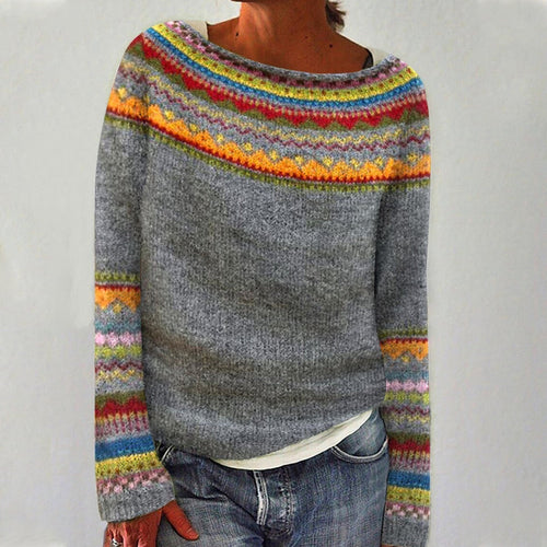 Alberte | Stilfuld Retro Striktrøje med Fair Isle-Mønster
