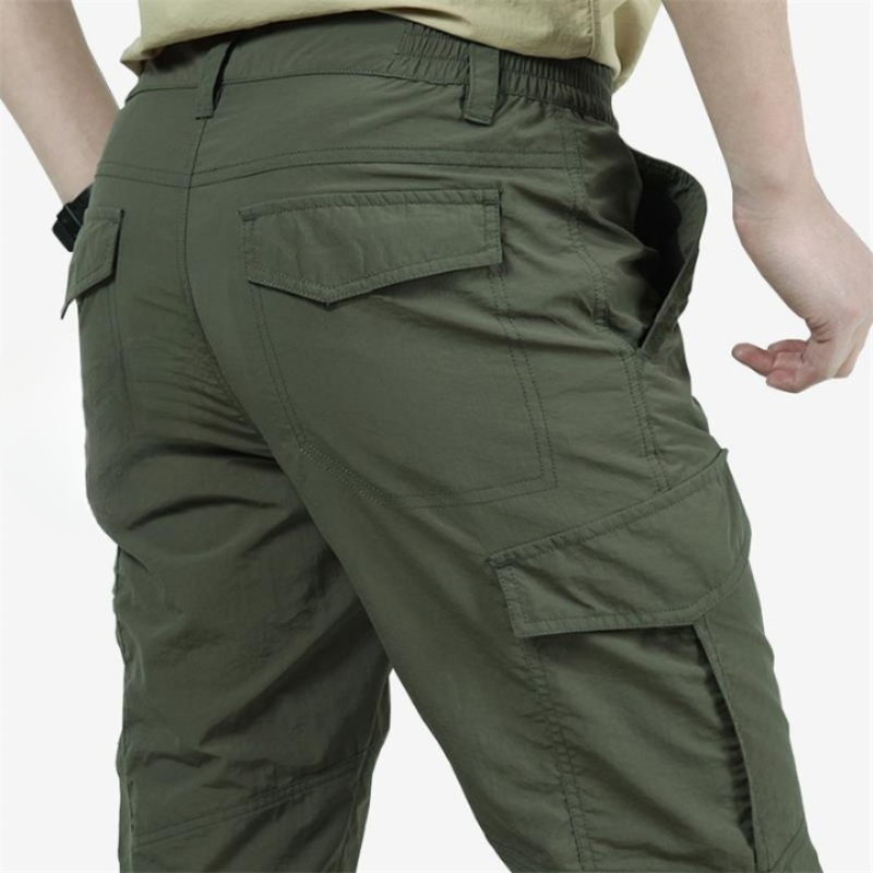 Alexander | Poleret Cargo Bukser med Klaplommer og Slank Pasform