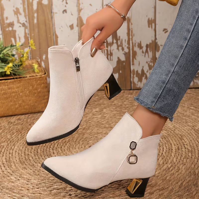 Alexis | Graceful Pointed Toe Block Heel Ankle Boots