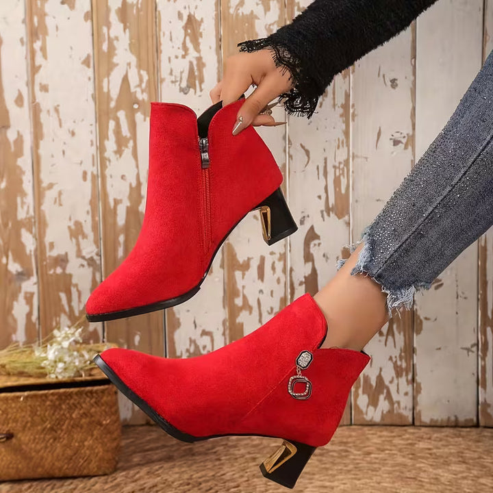 Alexis | Graceful Pointed Toe Block Heel Ankle Boots