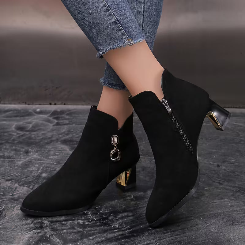 Alexis | Graceful Pointed Toe Block Heel Ankle Boots
