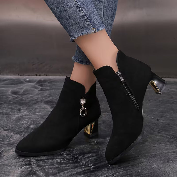 Alexis | Graceful Pointed Toe Block Heel Ankle Boots