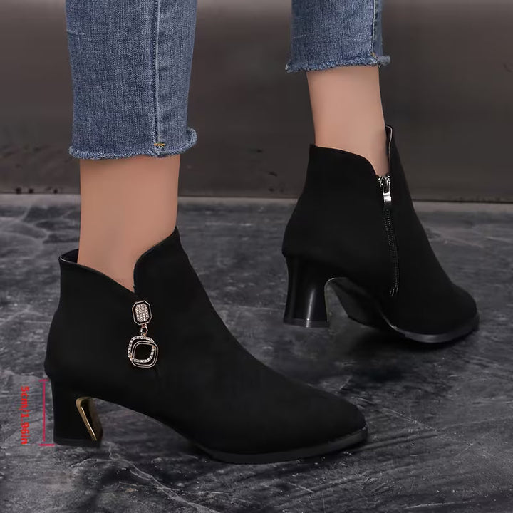Alexis | Graceful Pointed Toe Block Heel Ankle Boots