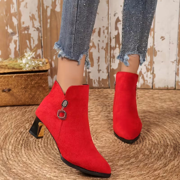 Alexis | Graceful Pointed Toe Block Heel Ankle Boots