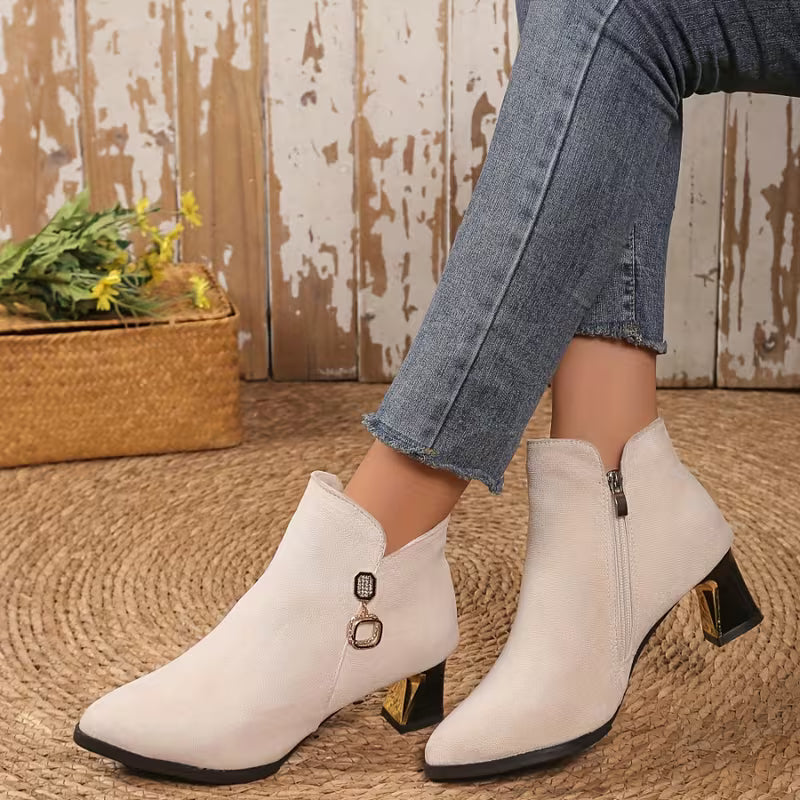 Alexis | Graceful Pointed Toe Block Heel Ankle Boots