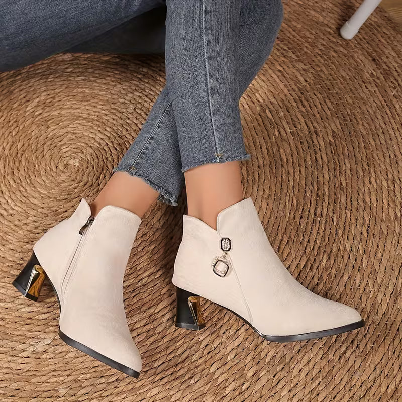 Alexis | Graceful Pointed Toe Block Heel Ankle Boots