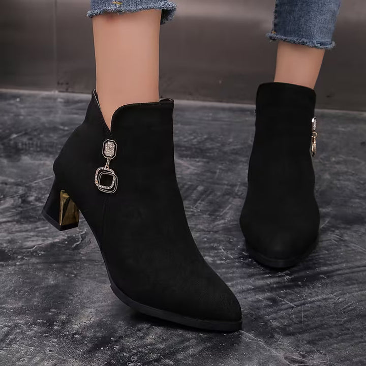 Alexis | Graceful Pointed Toe Block Heel Ankle Boots