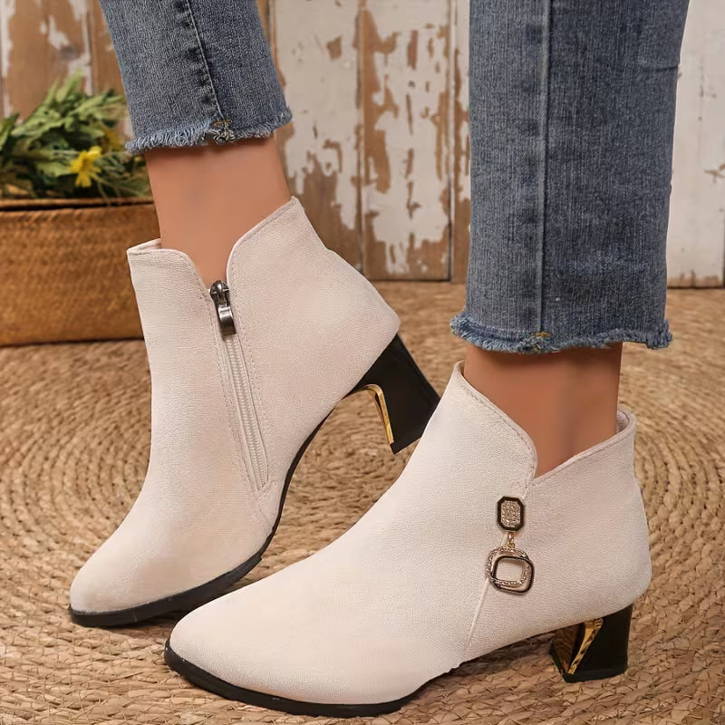 Alexis | Graceful Pointed Toe Block Heel Ankle Boots