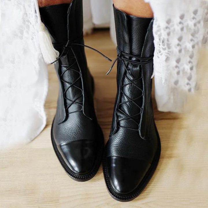 Alexis | Lace-Up Cap Toe Ankle Boots