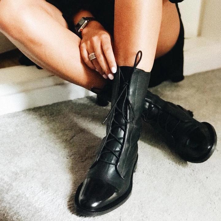 Alexis | Lace-Up Cap Toe Ankle Boots
