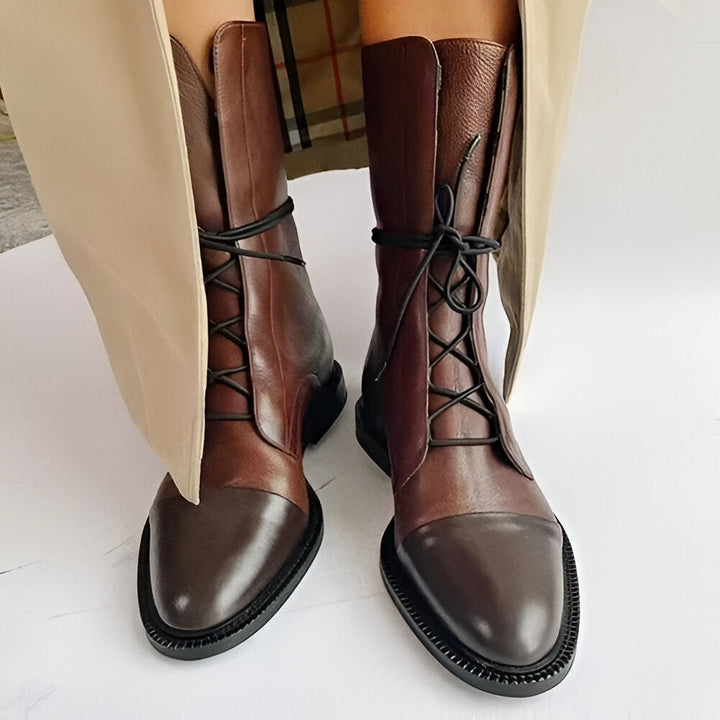 Alexis | Lace-Up Cap Toe Ankle Boots