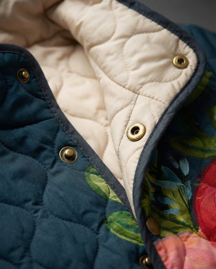Alexis | Timeless Floral Print Stand Collar Quilted Jacket