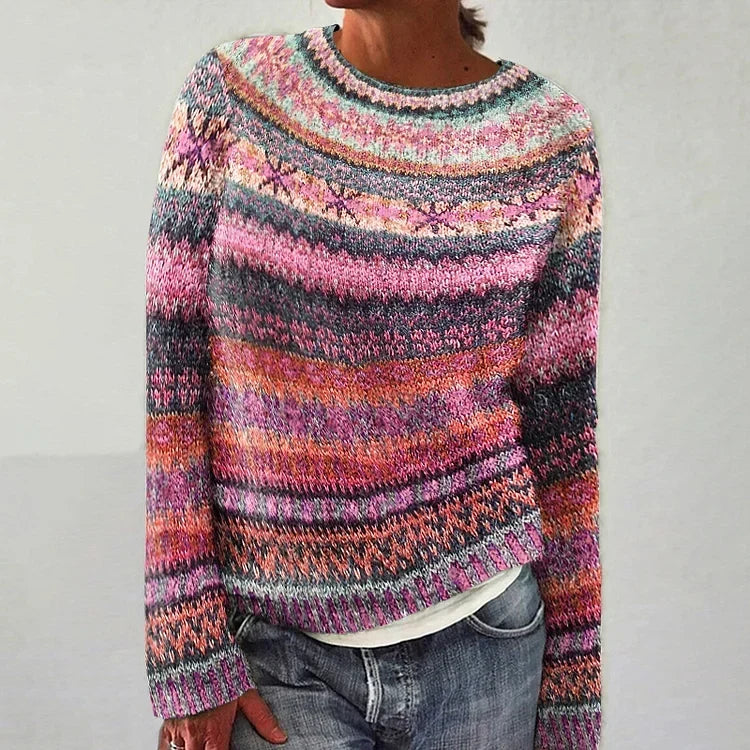 Alice | Cozy Fair Isle Crewneck Knit Sweater