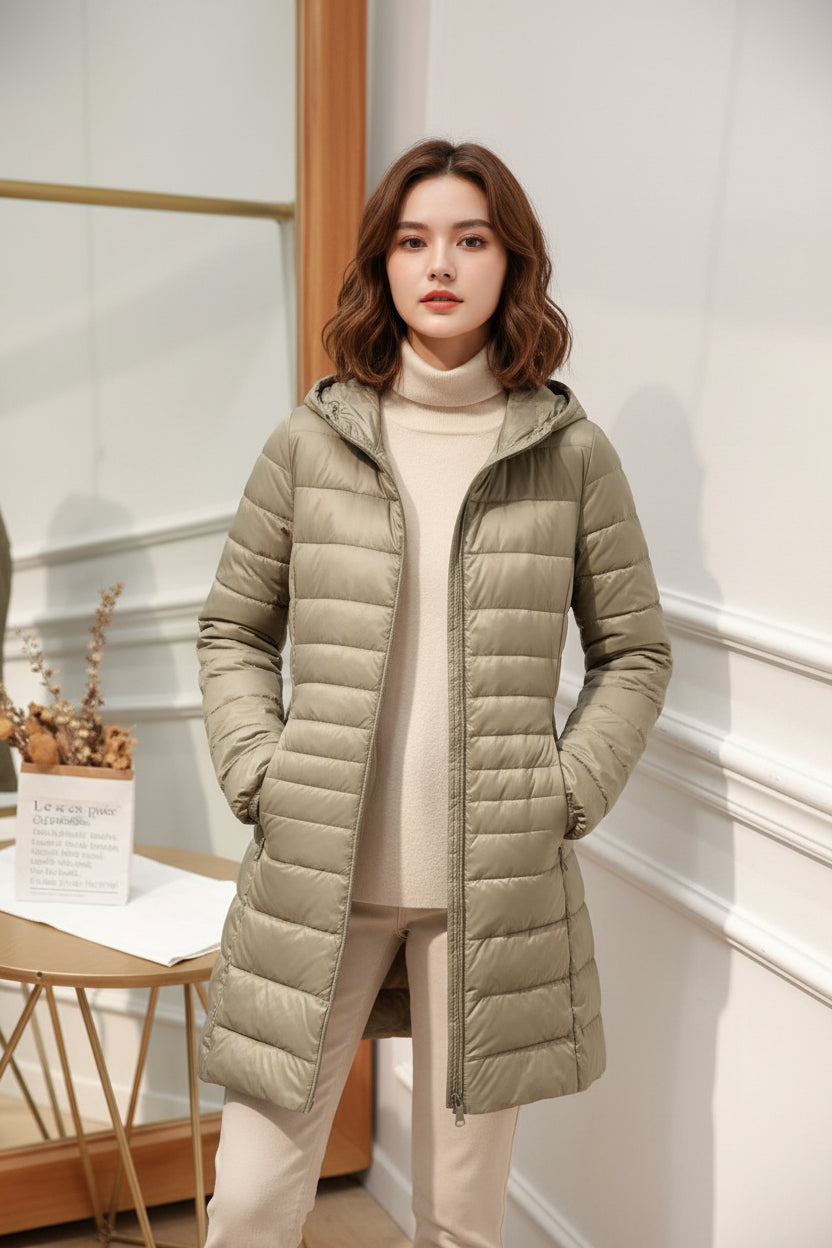 Alice | Polished Hooded Longline Puffer Winter Coat