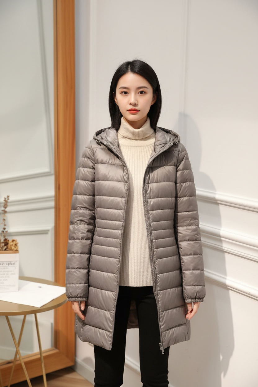 Alice | Polished Hooded Longline Puffer Winter Coat