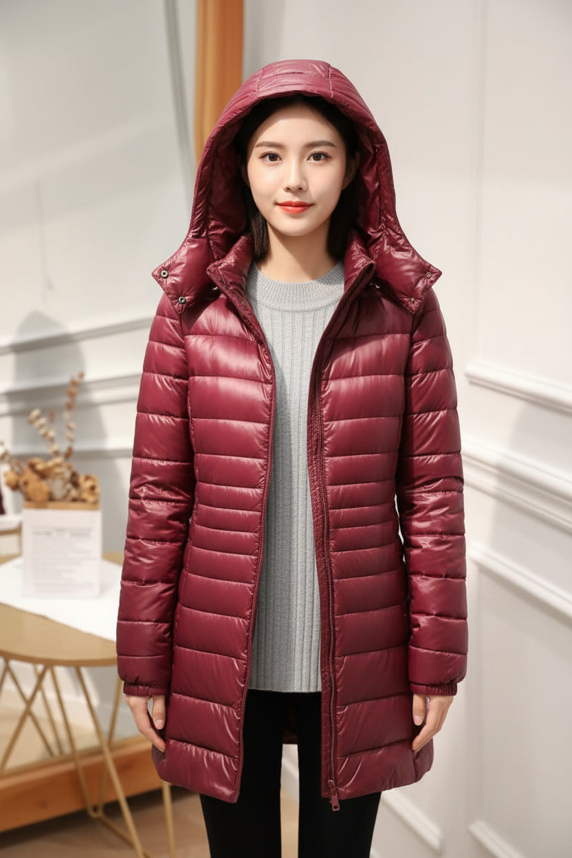 Alice | Polished Hooded Longline Puffer Winter Coat