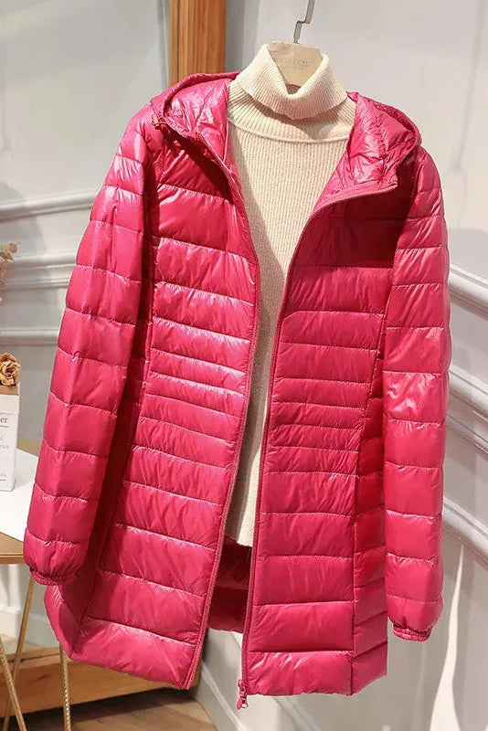 Alice | Polished Hooded Longline Puffer Winter Coat