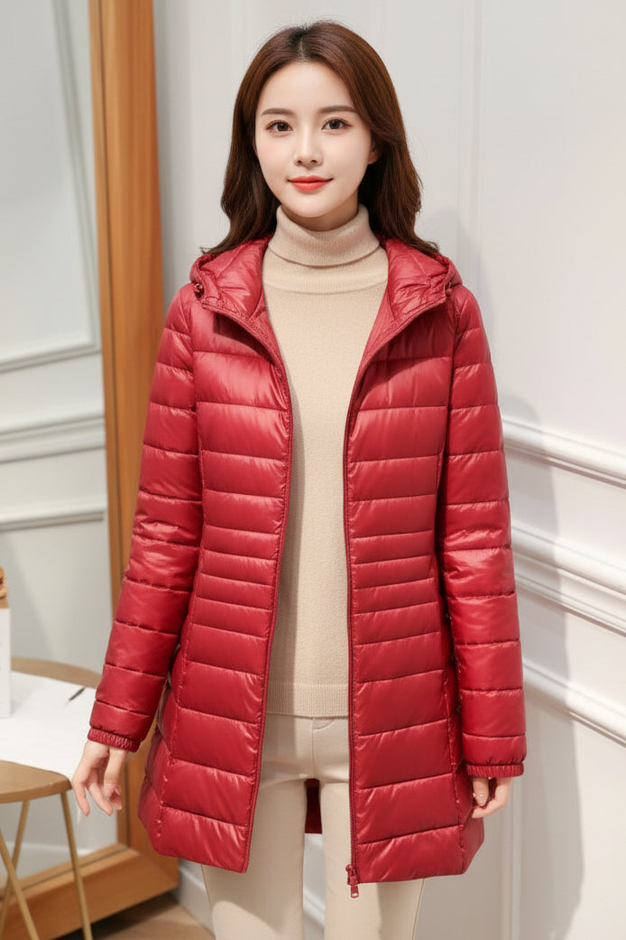Alice | Polished Hooded Longline Puffer Winter Coat