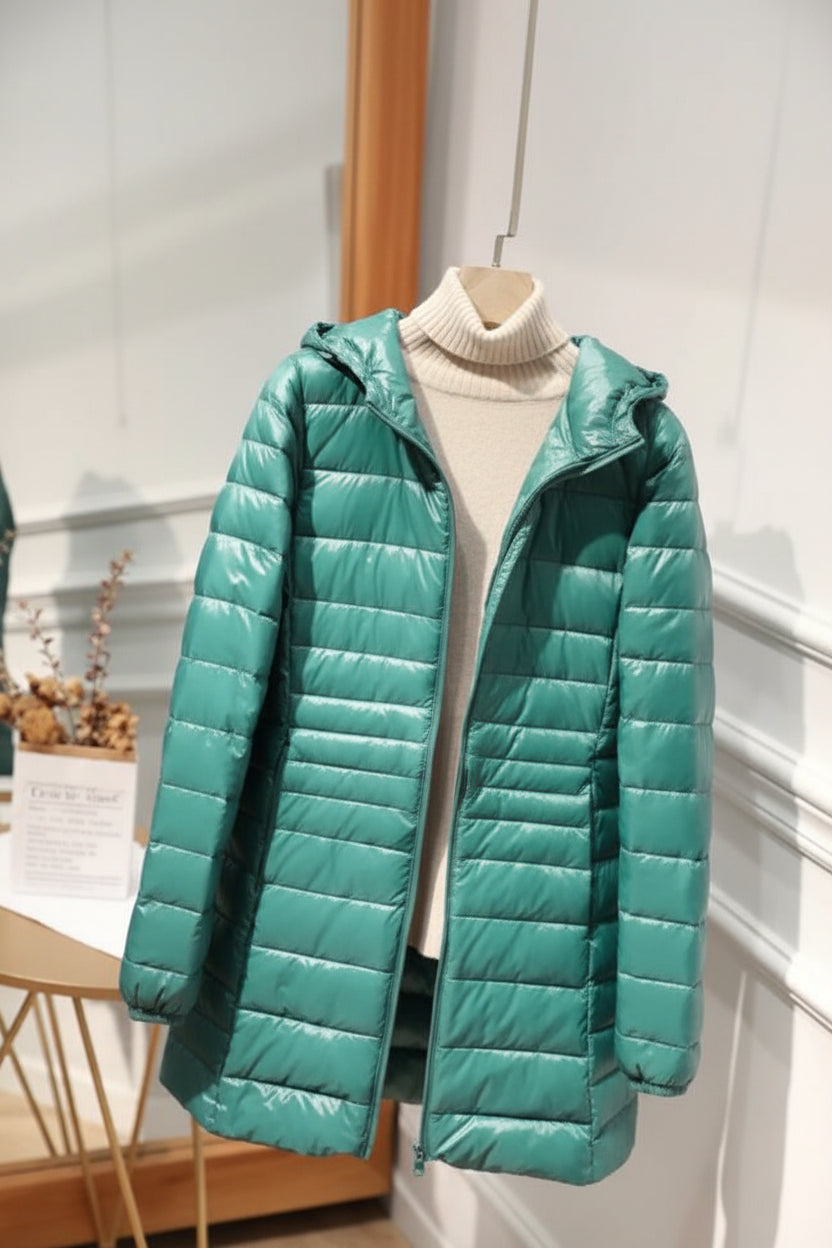 Alice | Polished Hooded Longline Puffer Winter Coat