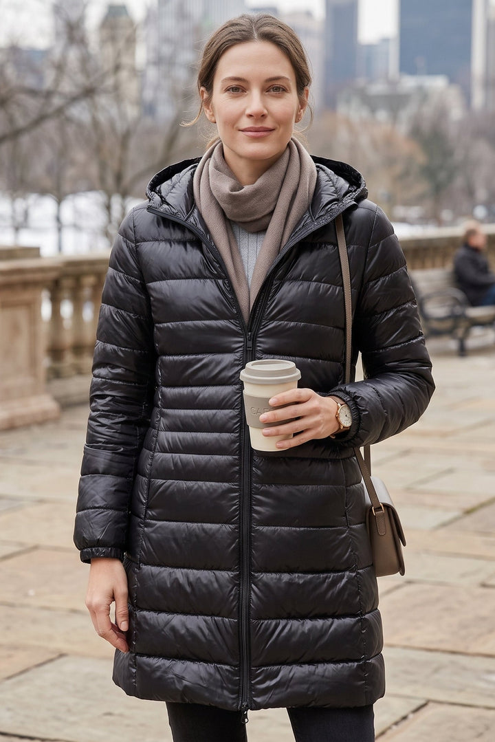 Alice | Polished Hooded Longline Puffer Winter Coat