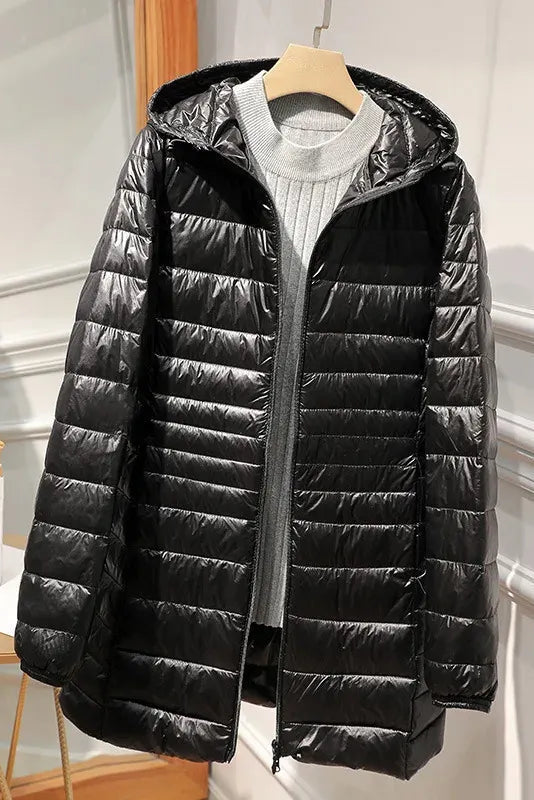 Alice | Polished Hooded Longline Puffer Winter Coat