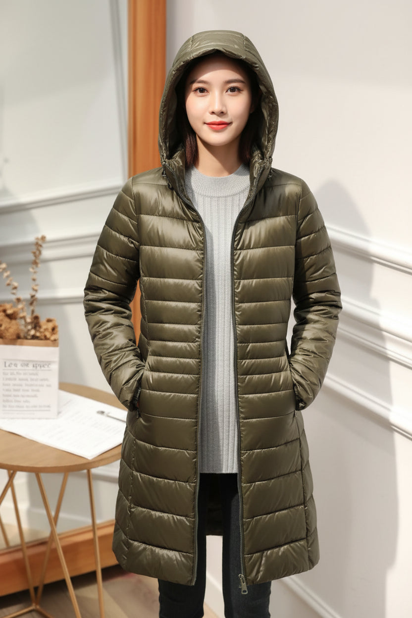 Alice | Polished Hooded Longline Puffer Winter Coat