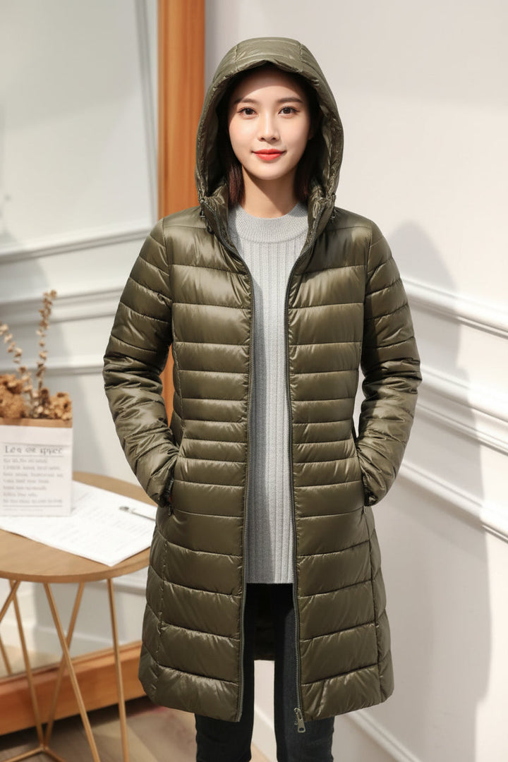 Alice | Polished Hooded Longline Puffer Winter Coat
