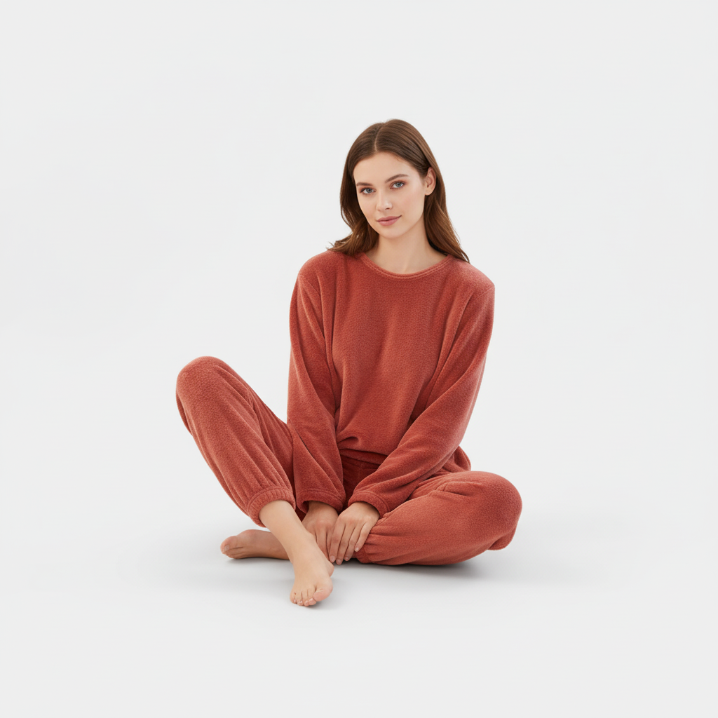 Alma | Poleret Blødt Fleece Pyjamasæt Nattøj Dame