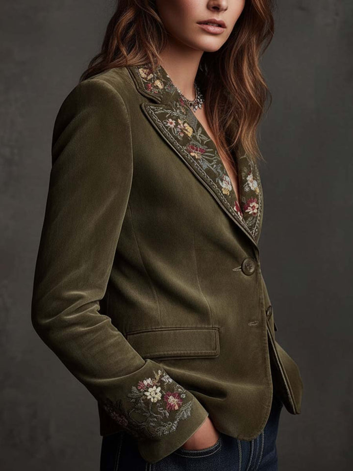 Amanda | Floral Embroidered Tailored Blazer Jacket