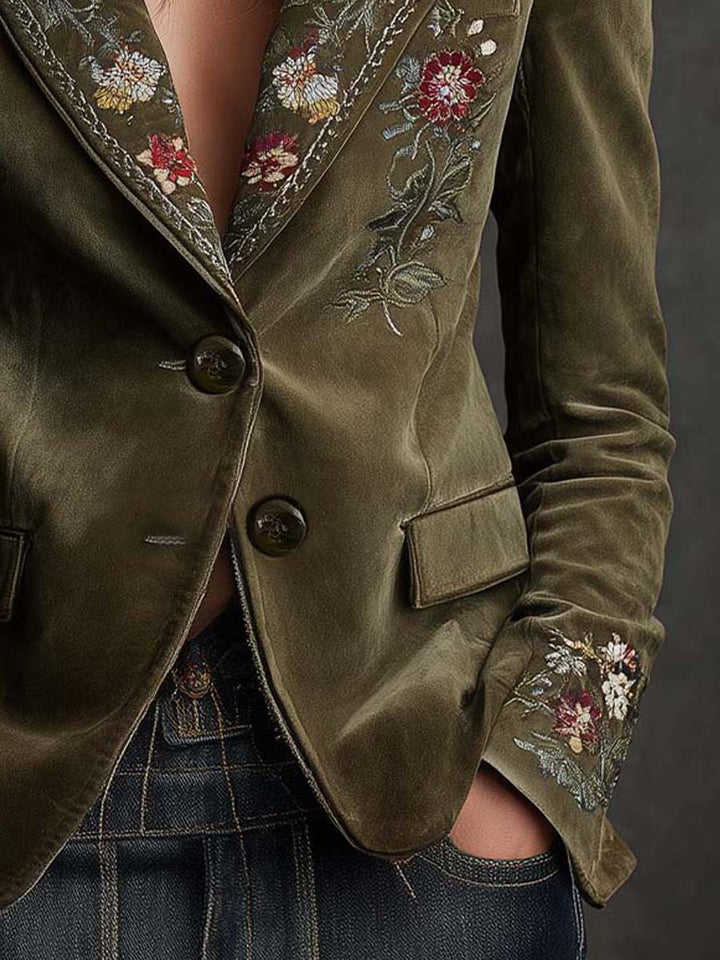 Amanda | Floral Embroidered Tailored Blazer Jacket