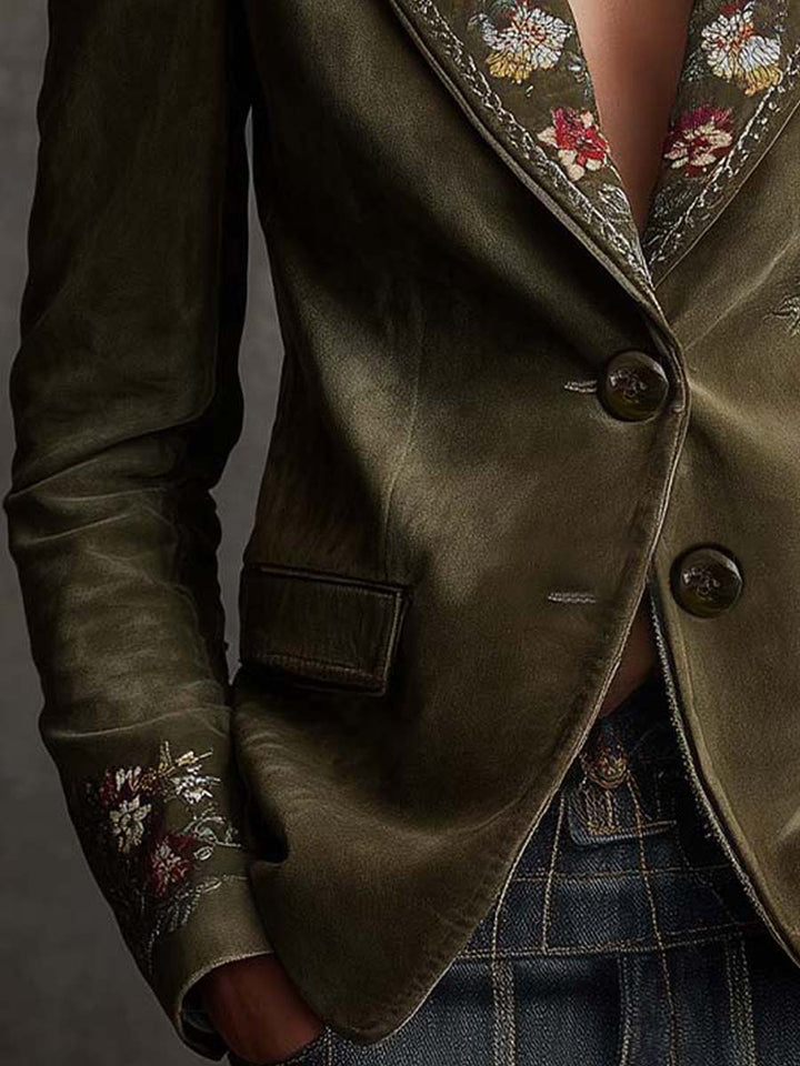 Amanda | Floral Embroidered Tailored Blazer Jacket