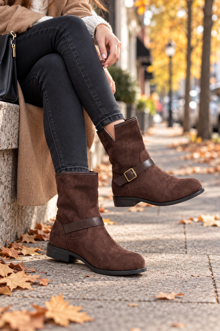 Amanda | Refined Western Buckle Ankle Boots