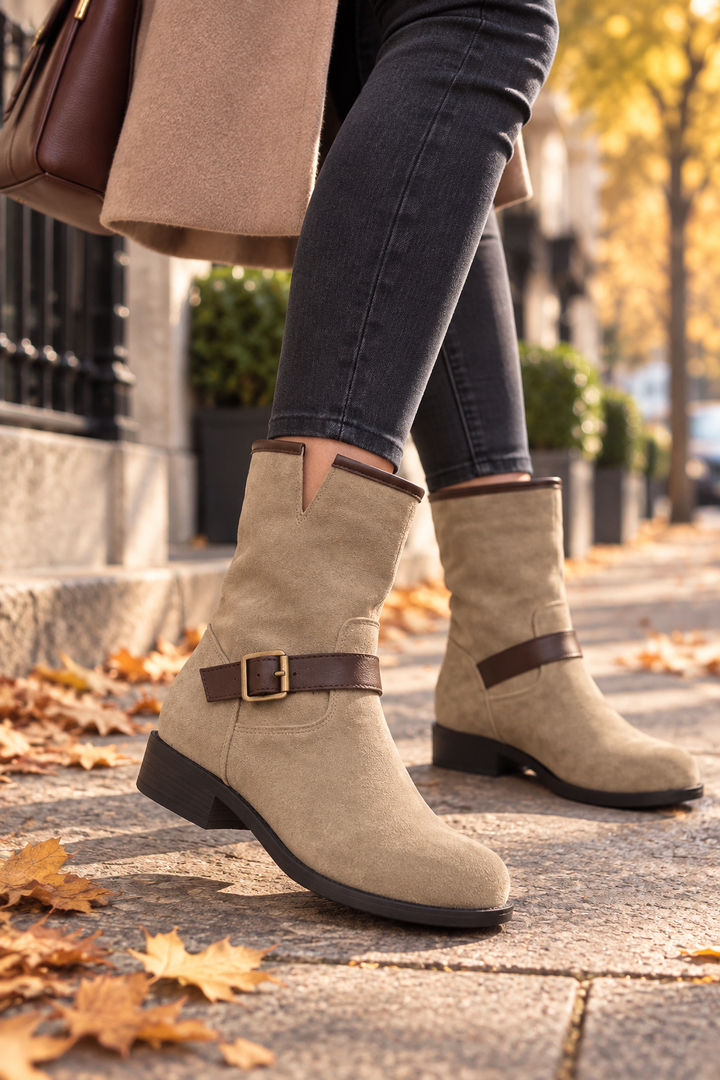 Amanda | Refined Western Buckle Ankle Boots