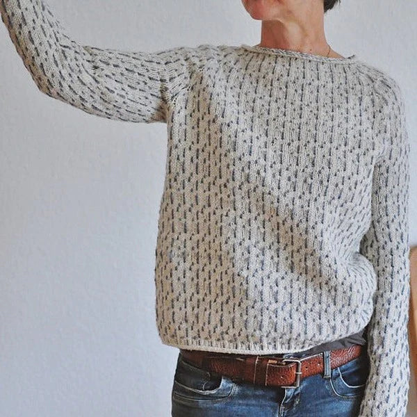 Amber | Relaxed Textured Long Sleeve Crew Neck Knit Sweater