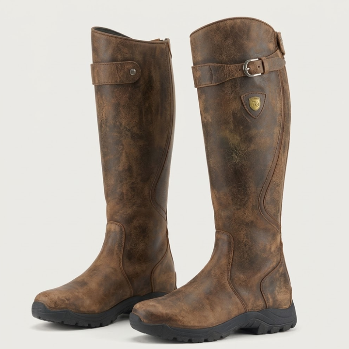 Amy | Chic Knee High Boots with Buckle and Low Heel