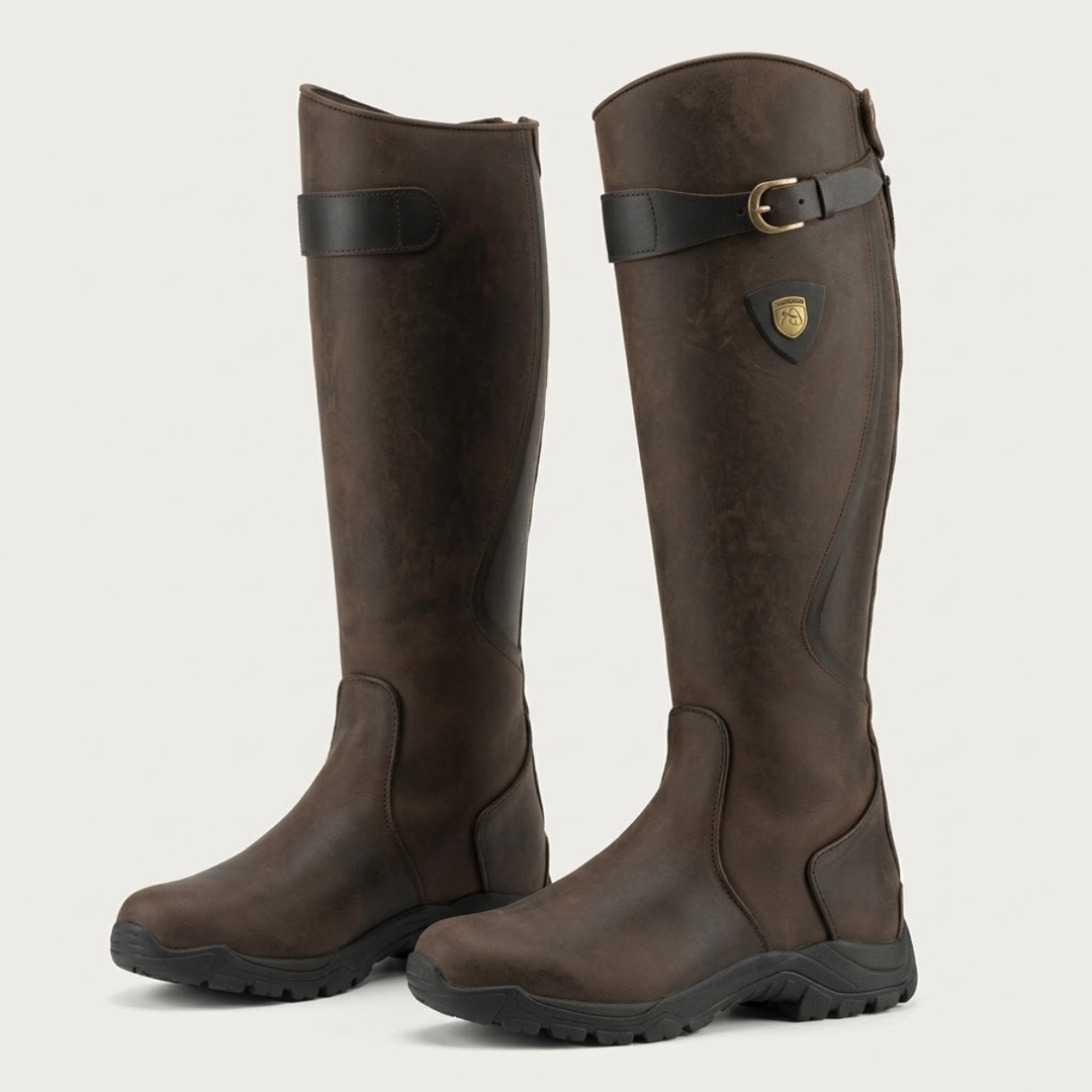 Amy | Chic Knee High Boots with Buckle and Low Heel