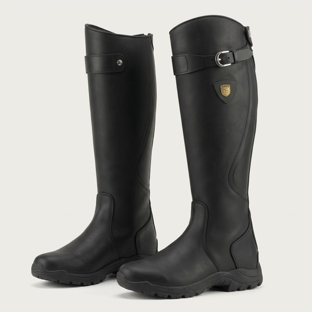 Amy | Chic Knee High Boots with Buckle and Low Heel